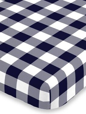 NoJo Super Soft Fitted Mini Crib Sheet - Navy and White